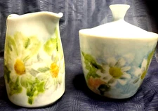 Hand Painted Cream Sugar VTG Floral Pattern Bareuther Waldsassen Bavaria Germany