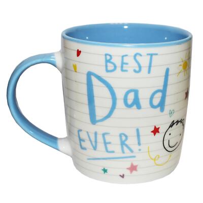 Weißer Keramikbecher mit blauem Interieur Vatertag Geschenk - bester Vater aller Zeiten