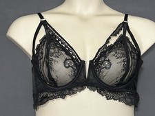Ann Summers Flirty Touch Bra 12/14 D-DD Black Lace Underwired