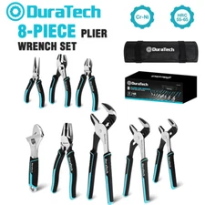 DURATECH 8-Pieces Pliers Set Premium Cr-V/Cr-Ni Construction with Rolling Pouch