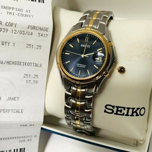 DAMAGED Seiko Watch 8F32-0189 Two Tone Black dial Perpetual Calendar Bad  Battery | eBay
