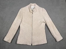 Vintage Marisa Minicucci  Zip Up Jacket Holt Renfrew Cream Wool Blend Size 10