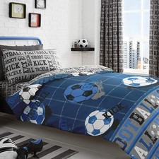 Image of Bedlam Kids Children's Football Soccer Theme Duvet Quilt Cover Set - BLUE OR RED