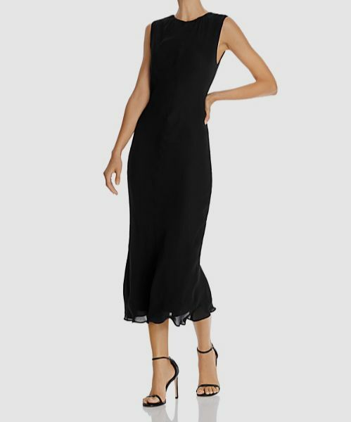 black donna karan dress Donna Karan Womens Cowl Neck Asymmetric Midi Dress Black XXS at Amazon Women's Clothing store