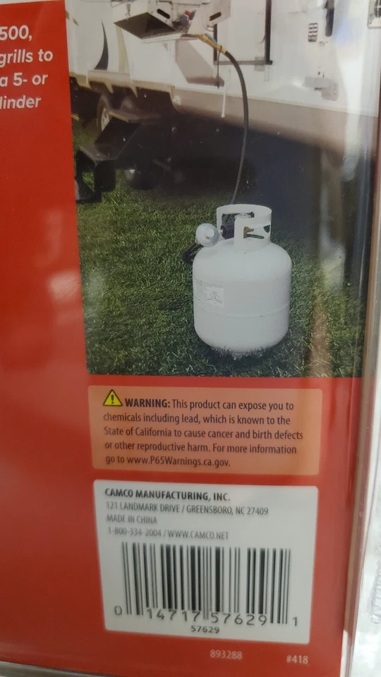 Camco 57629 Gas Regulator & 6' Hose  Female Quick Connect ACME RV Grill Heater - Image 3 of 4