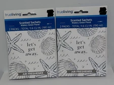Scented Sachet Watery Green Floral "Let's Get Away" 2 pks of 2