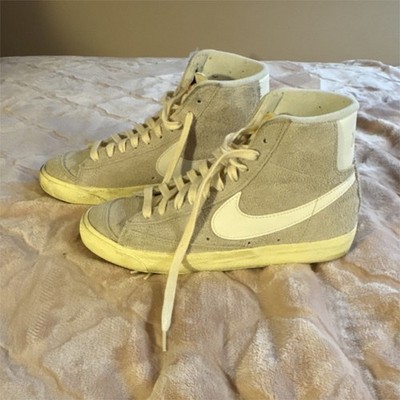 Nike Blazer Mid Gray White Suede Lace Up High Top Sneakers woman  Athletic