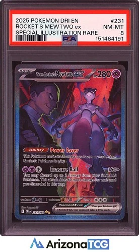 New ListingPokemon 2025 Team Rocket's Mewtwo ex 231/182 SIR Destined Rivals PSA 8