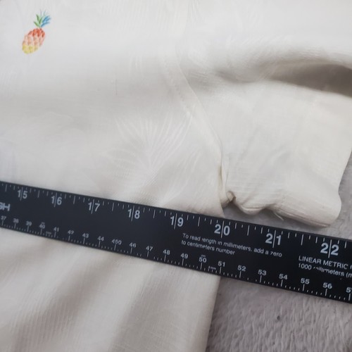 Tommy Bahama Shirt Women M Ivory Silk Embroidered Hawaii Map Aloha Camp Casual - Bild 6 von 12