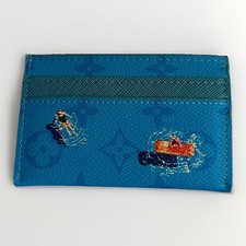 Louis Vuitton Blue Leather Card Holder Unisex with Card Slots