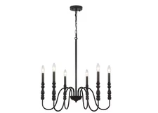 LWYTJO 6-Light Black Linear Candlestick Chandelier   Metal Pendant Light