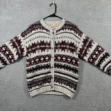 Woolrich Vintage Nordic Fair Isle Cardigan Sweater Made in USA Cotton Womens S