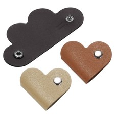 3Pcs Leather Cable Straps Black/Khaki/Brown Portable Cord Organizer for Earphone