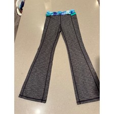 Athleta Girl Flare Yoga Pants Kids Size 12 Gray Blue Tie Dye Waist