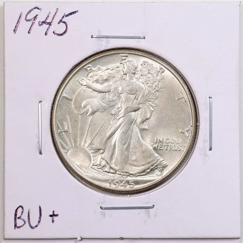 1945 50C Walking Liberty Half Dollar in BU+ Condition #5892