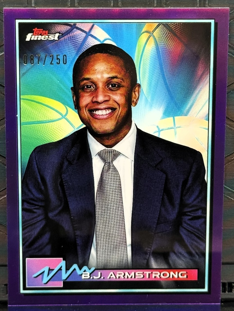 2021 Topps Finest Basketball #47 B.J. Armstrong Purple #/250 - Chicago Bulls