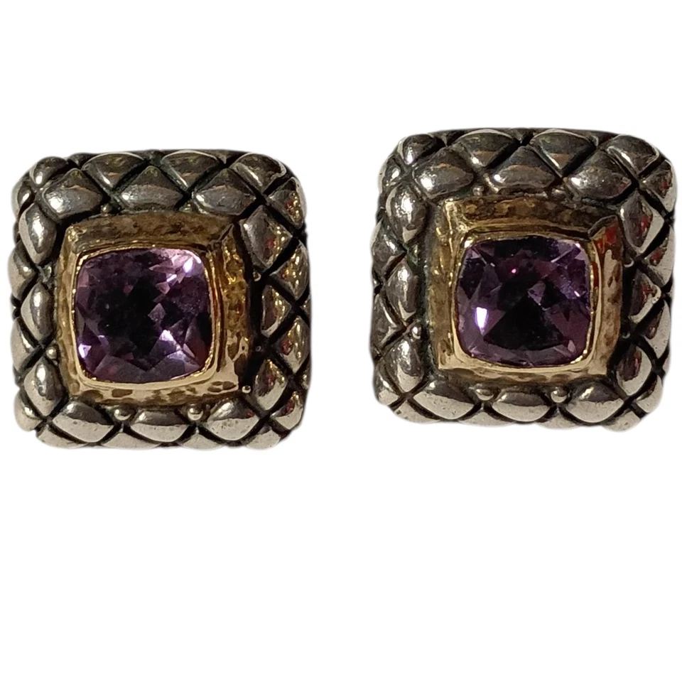  Pendientes Dian Malouf de plata de ley de 14 kg de amatista Foto 4 de 4