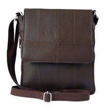 Borsello, Borsa a Tracolla Akzent in Vera Pelle, Marrone Scuro, Unisex