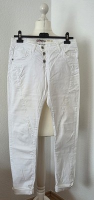 PLEASE Jeans P78A Gr. S (36) Weiß Boyfriend 3-Knopf-Leiste Stretch WIE NEU