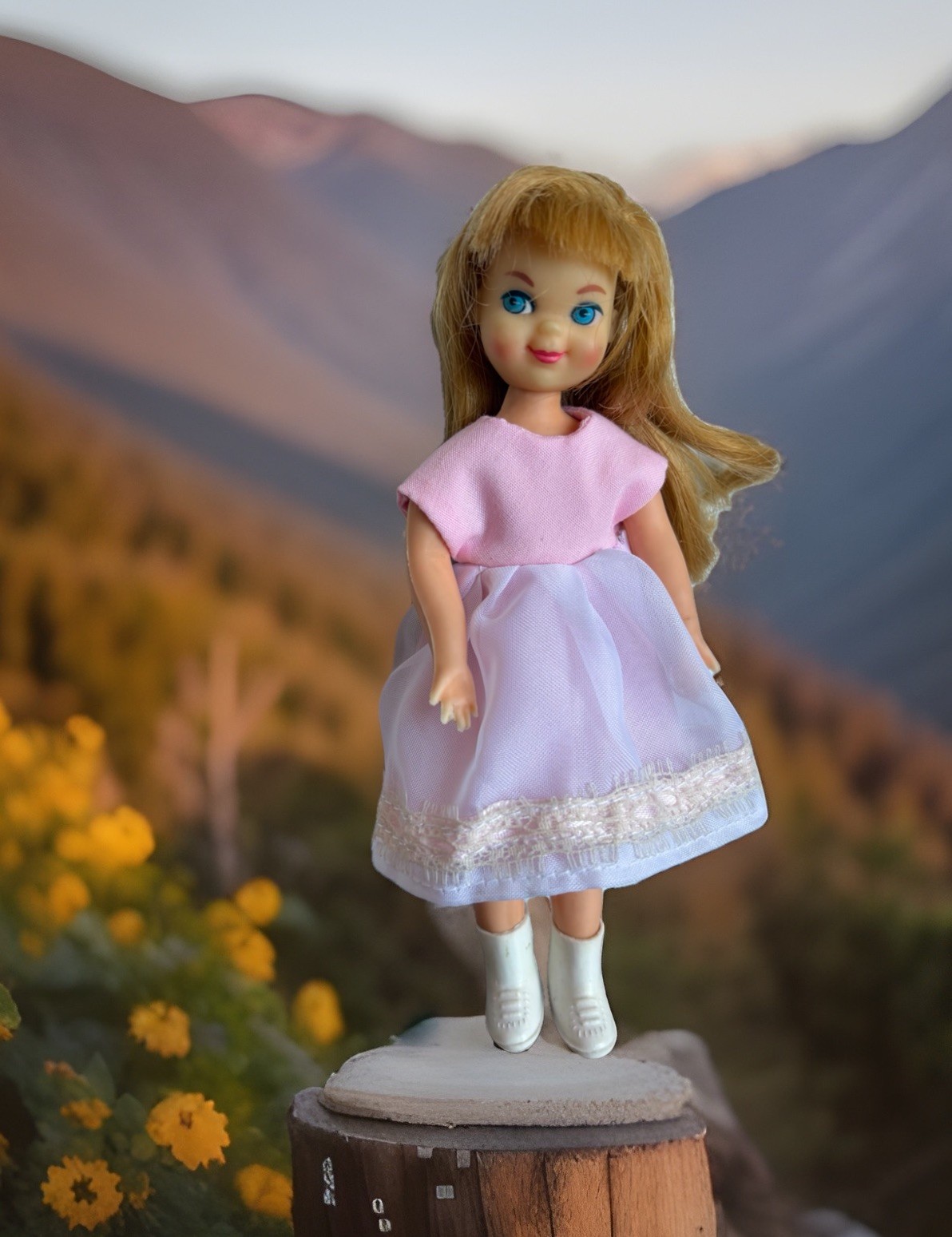 Tutti Pink Sheer And Lace Dress - Handmade Doll Clothes No Doll
