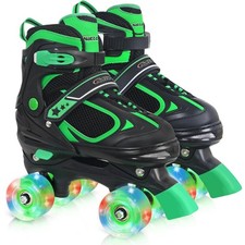 Kids Roller Skates for Boys - Green for Big Kids Age 7 8 9 10 - Adjustable Al...