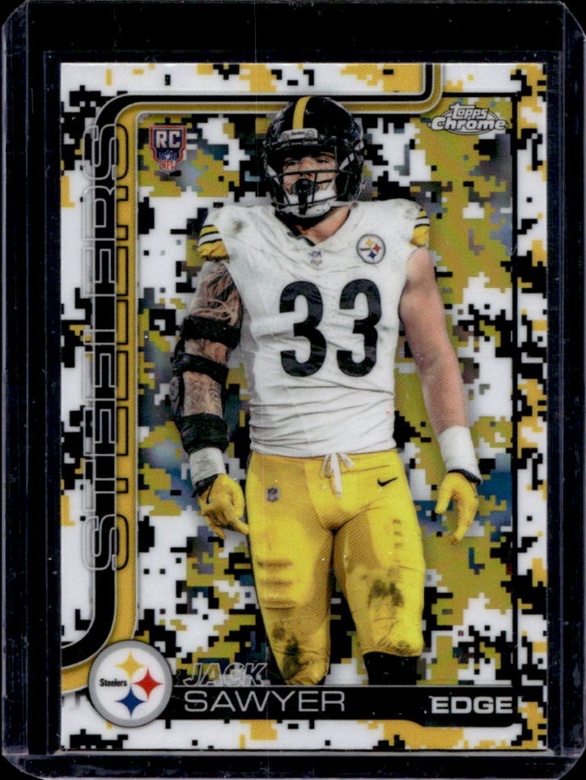 2025 Topps Chrome Jack Sawyer Team Camo Variation RC Rookie SP #357 Steelers