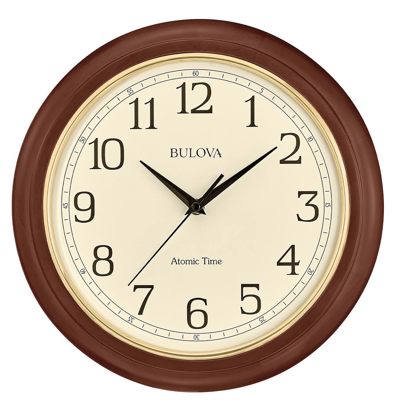 Bulova Atomic Time 2 Analog Wall Clock C5004 | 12.4" Large, 