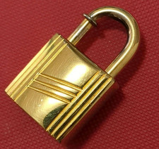 HERMES Cadena Lock 1998 Annee Arbre Key Chain Bag Charm Gold Used