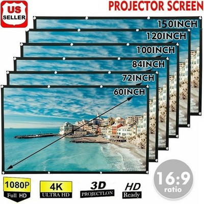 Portable Foldable Projector Screen 16:9 HD Outdoor Home Cinema Theater 3D Movie