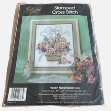 Golden Bee Stamped Cross Stitch Kit French Floral Basket 20383 Complete 16x20  