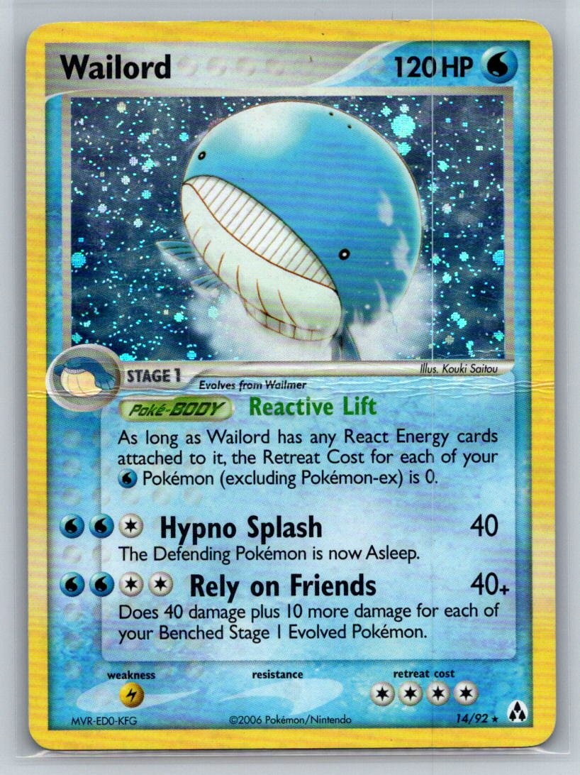 Wailord 14/92 Holo Rare Legend Maker Pokemon Damaged