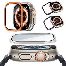 Frame Screen Protector Case Tempered Glass Film Metal For Apple Watch Ultra 49mm