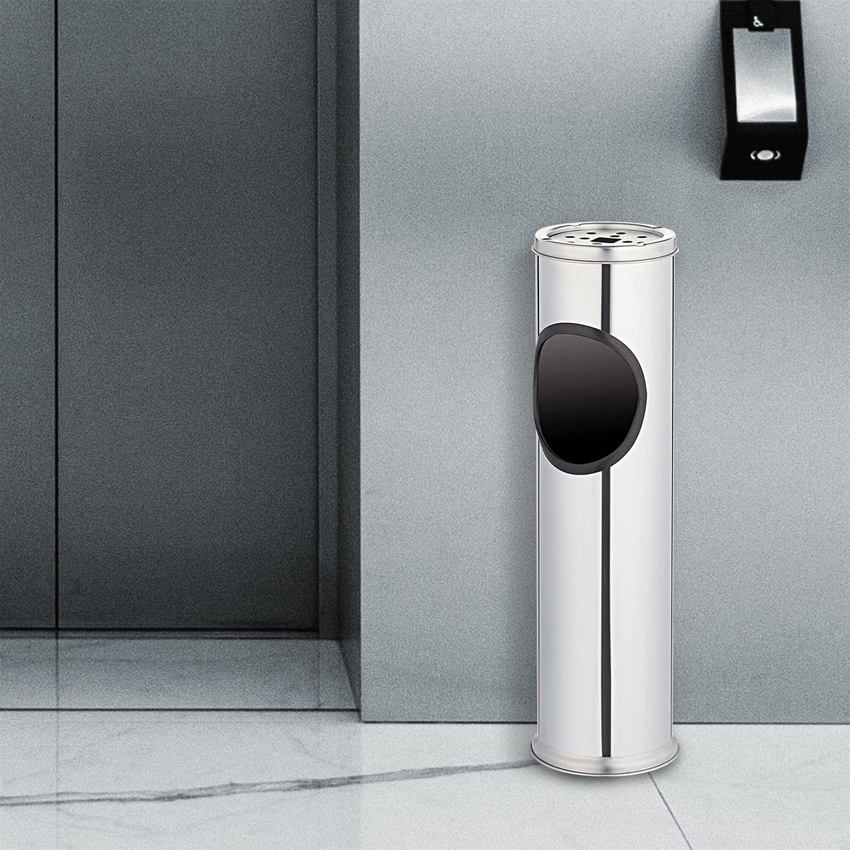 cigarette bin Free Standing Ashtray Stand Stainless Steel Outdoor Dust Rubbish Cigarette  Bin