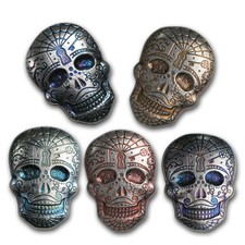 2 oz Hand Poured Silver Skull - Day of the Dead: Spiderweb 96.05 per troy oz
