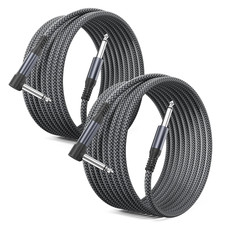 1/4 Inch 6.35Mm TS Guitar Cable 10FT 2Pack,Quarter Inch Right Angle to Straight
