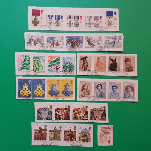 GB 1990 COMMEMORATIVE STAMPS YEAR PACK = 9 FINE USED SETS EX FDC ON PIECE #4239