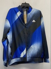 Adidas Womens Blue Black Graphic Print Full Z...