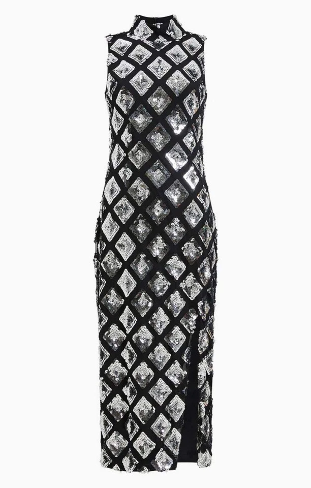 French Connection Womens Printed Mini Dress High Neck Sequin RRP £150 - Image 3 of 3