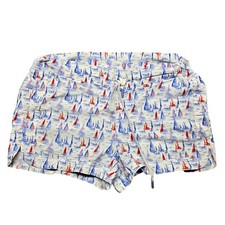 Vineyard Vines Swim Trunks Mens Small Red Blue Sailboat Print Performance Shorts