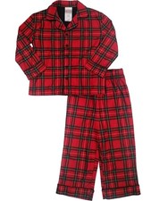 Boys Red Plaid Checker Print Flannel Pajama Set Size 6