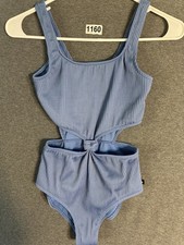 Girls Abercrombie Kids Swimsuit Size 11/12 Blue Cutout One Piece EUC Beach Pool