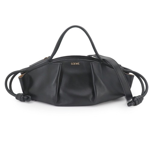 LOEWE Paseo Small Hand Shoulder Bag Leather Black Purse 90330922