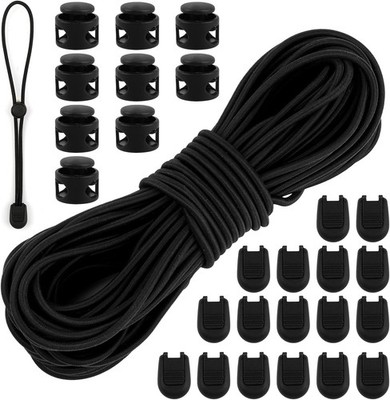 Elastische Gummischnur, 3 mm x 15 m Gummiseil mit 20 Stück Kordelstopper 2 