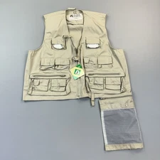 Vintage Academy Broadway Fishing Vest Mens Medium Tan Utility Multi Pocket NWT