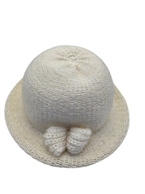 Vintage Off White Jennifer Moore Knit Bowler Hat Acrylic Wool Made In Italy