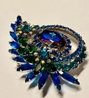 Vintage Juliana D & E Peacock Costume Jewelry Large Cupcake Brooch/Pin