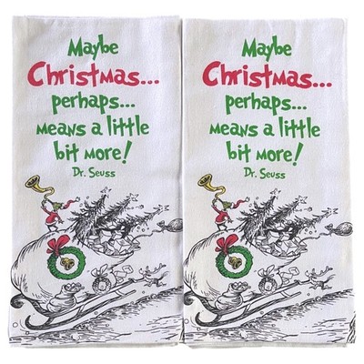The Grinch Christmas Means More Kitchen Towel Set, 2 Cotton Dish Towels