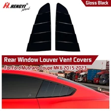 1Pair Gloss Black Vent Side Window Louver Cover For Ford Mustang Coupe MK6 15-23