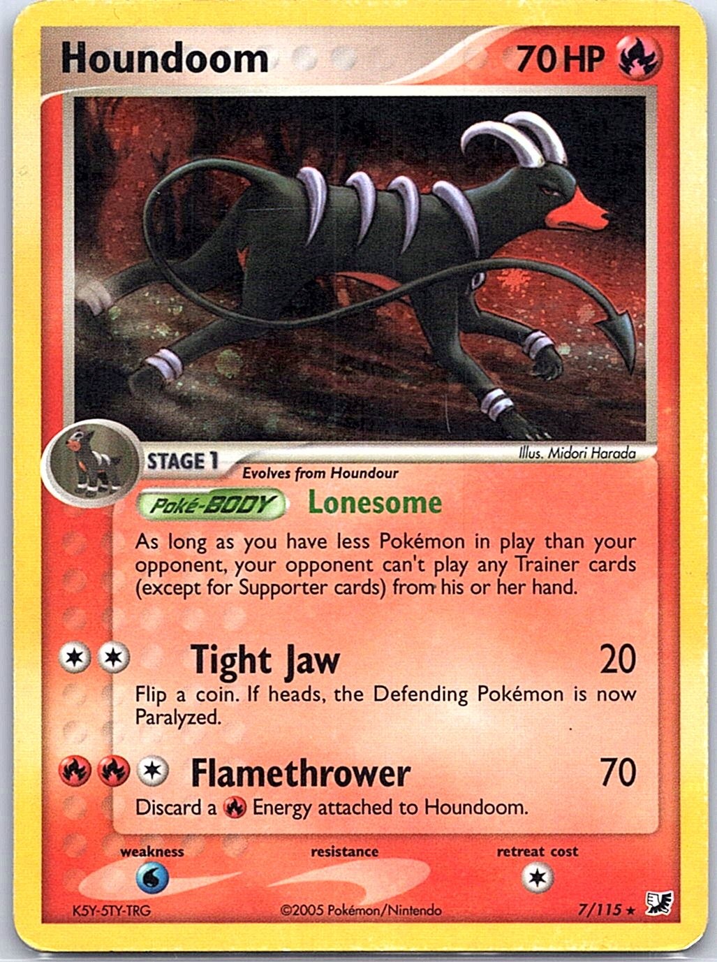 Houndoom 7/115 Holo Rare Unseen Forces Pokemon Moderately Played