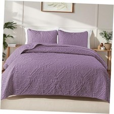 Quilts Queen Size Bedding Set with 2 Full/ Queen 90"x96" Dusty Lavender
